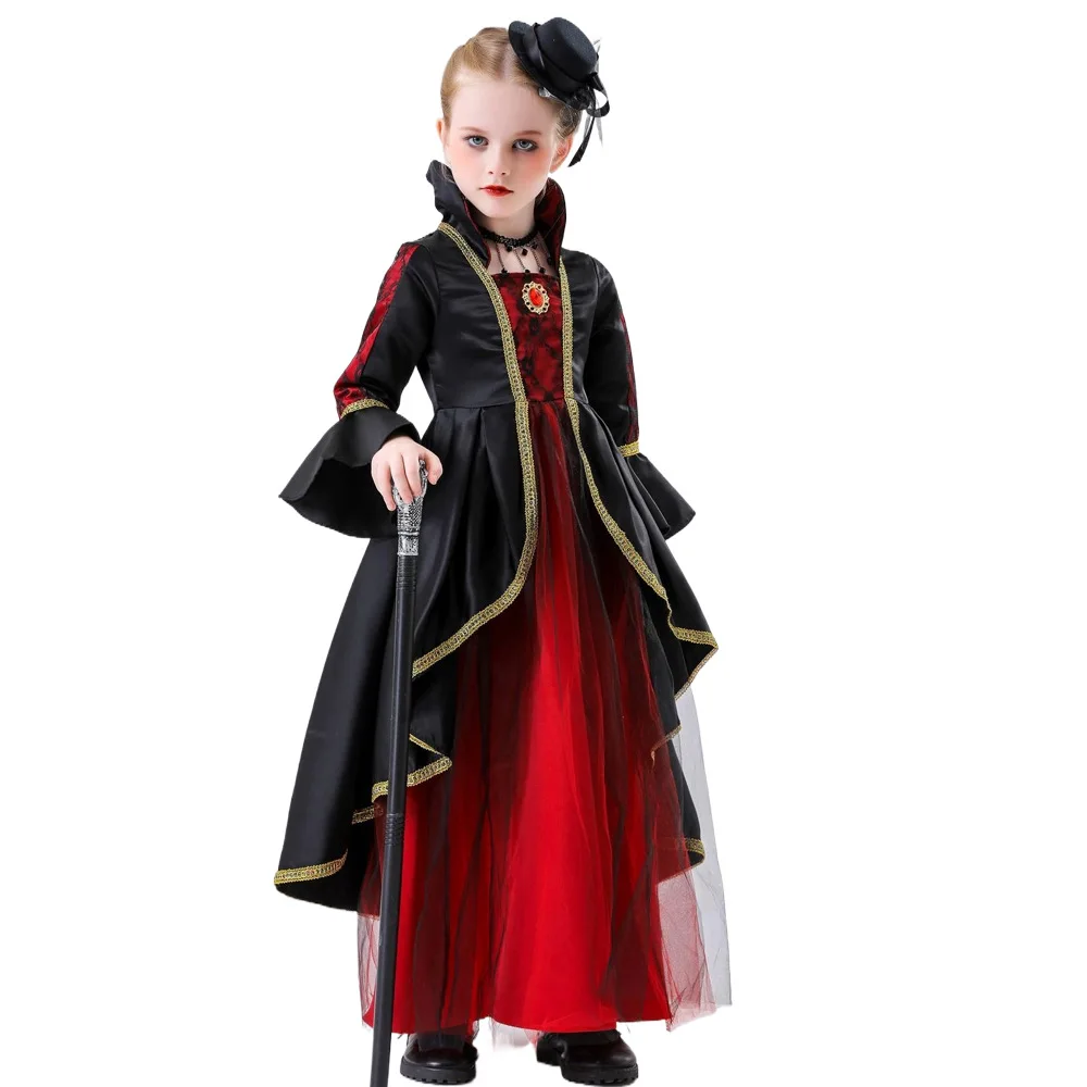 

Детский дневной костюм, платье королевы, костюм королевы вампиров на Хэллоуин, карнавальный костюм, ретро-платье суда