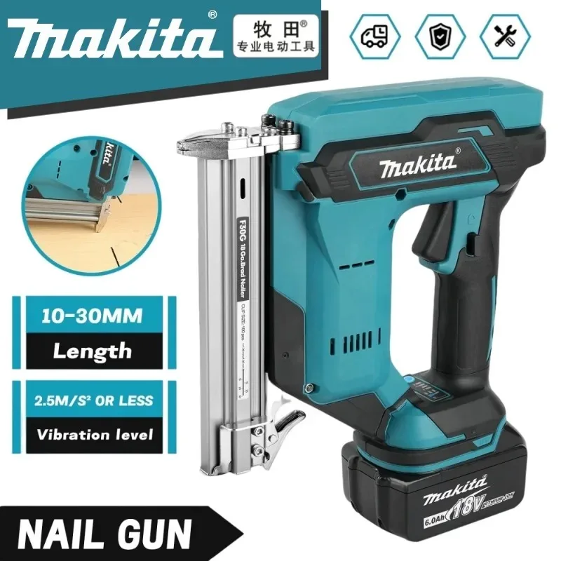 Pistolet à clous droits Makita F30, pistolet à clous électrique sans fil, pistolet à riveter, outils de menuiserie pour batterie Makita 18V