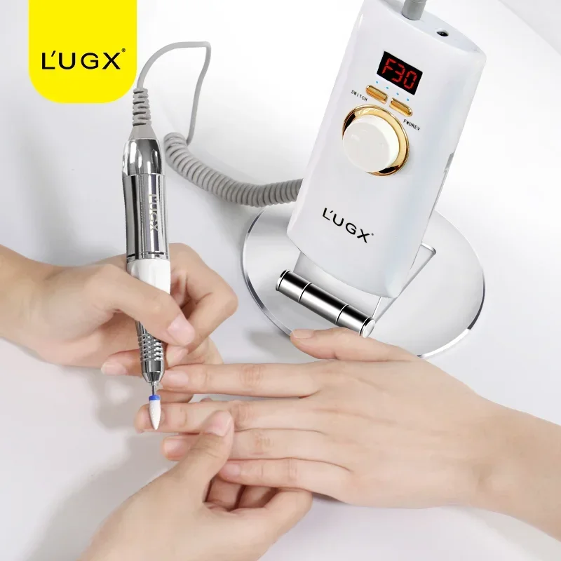 L'UGX portable electric nail drill with AU EU UK US plug rechargeable nail drill machine