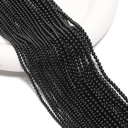 2/3mm Natural Black Agate Stone Bead Round Loose Spacer Beads Black Onyx Beads For Jewelry Making Diy Bracelets Necklaces 15''