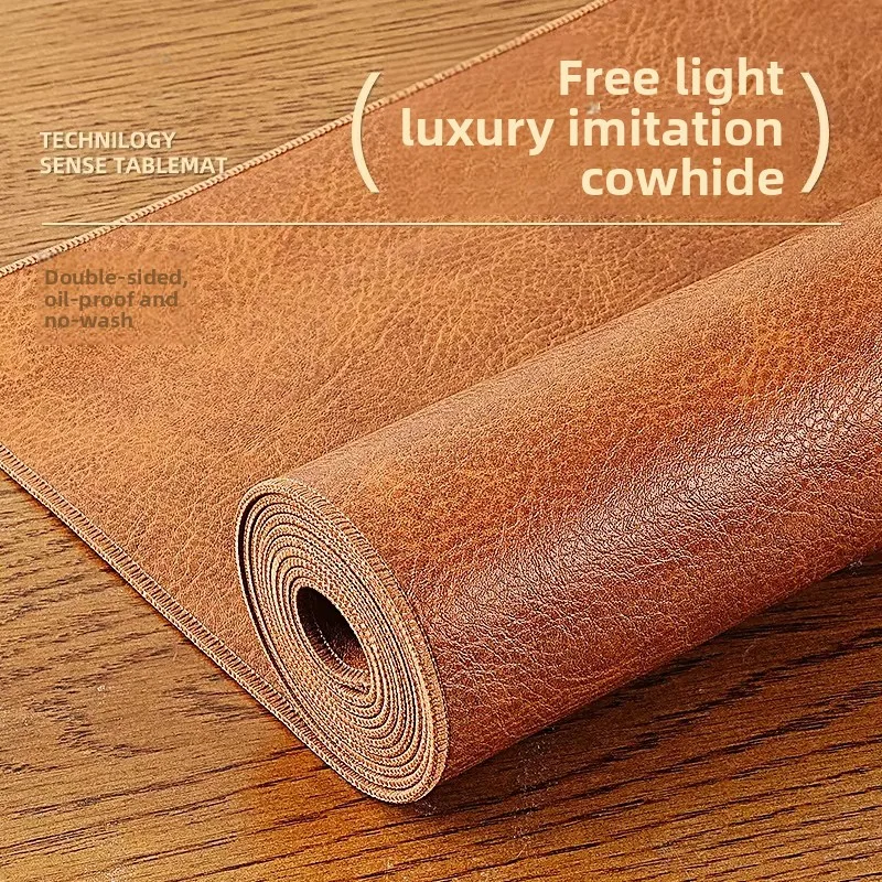 Leder-Tischdecke, Tischunterlage, waschbar, ölbeständig, wasserdicht, hitzebeständig, Teetisch, Schreibtischschutz, Sideboard