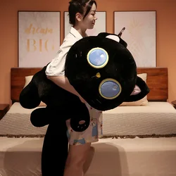 1PC 40~130cm Long Giant Cats Plush Toy Cylidrical Animal Bolster Pillow Black Cat Stuffed Plushie Children Sleeping Friend Gift