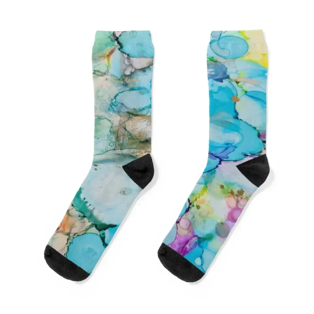 Bubbly Bubbles Alcohol Inks Socks sheer Children's retro floral Ladies Socks Men's