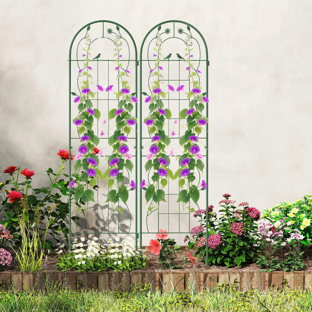 2 Pack Metal Garden Trellis 71 X 20 Inch, Climbing Plant Support For Rose Vine Ivy Cucumber, Outdoor Yard Patio Planter, Green