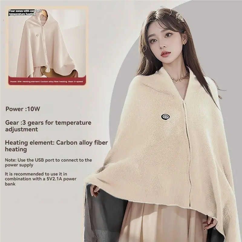 【جديد】بطانية كهربائية يمكن ارتداؤها بمنفذ USB 3 أوضاع لمستوى التدفئة للمنزل والمكتب للاستخدام الخارجي مرتبة دافئة للتدفئة في الشتاء #4