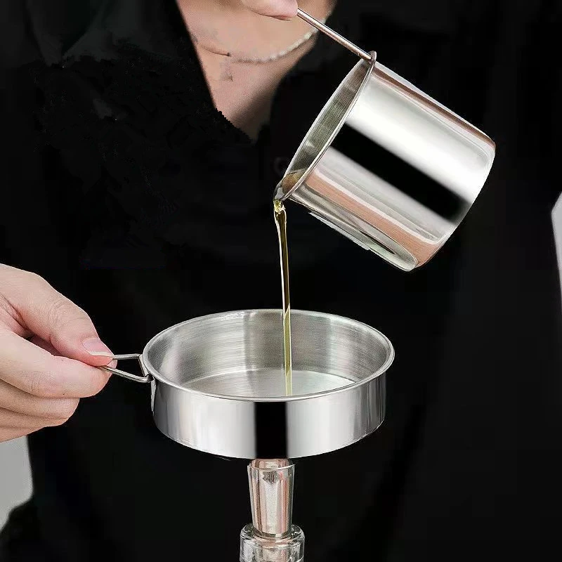 Stainless Steel Funnel Kitchen Wine Oil Liquid Metal Funnel With Detachable Filter Wide Mouth Funnel For Canning Kitchen Tools