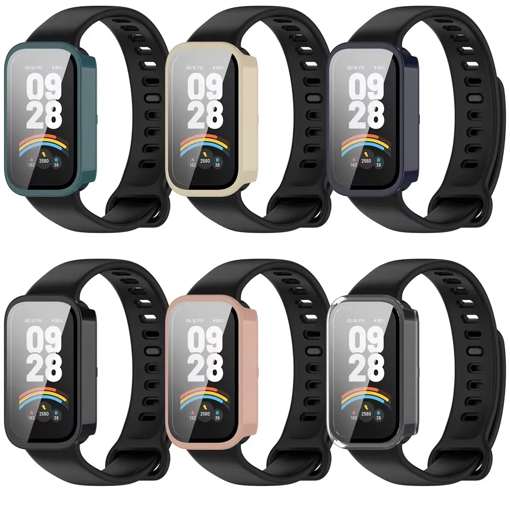 Tempered Glass+Case For Xiaomi Smart Band 9 Active Screen Protector Anti-scratch Bumper Protective Cover For Xiaomi Redmi Band 3