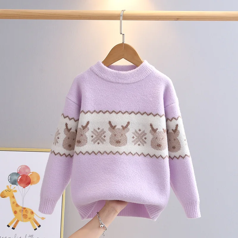 

New girls' sweater with cartoon style for children knitted sweater for autumn and winter is stylish and versatile for kids