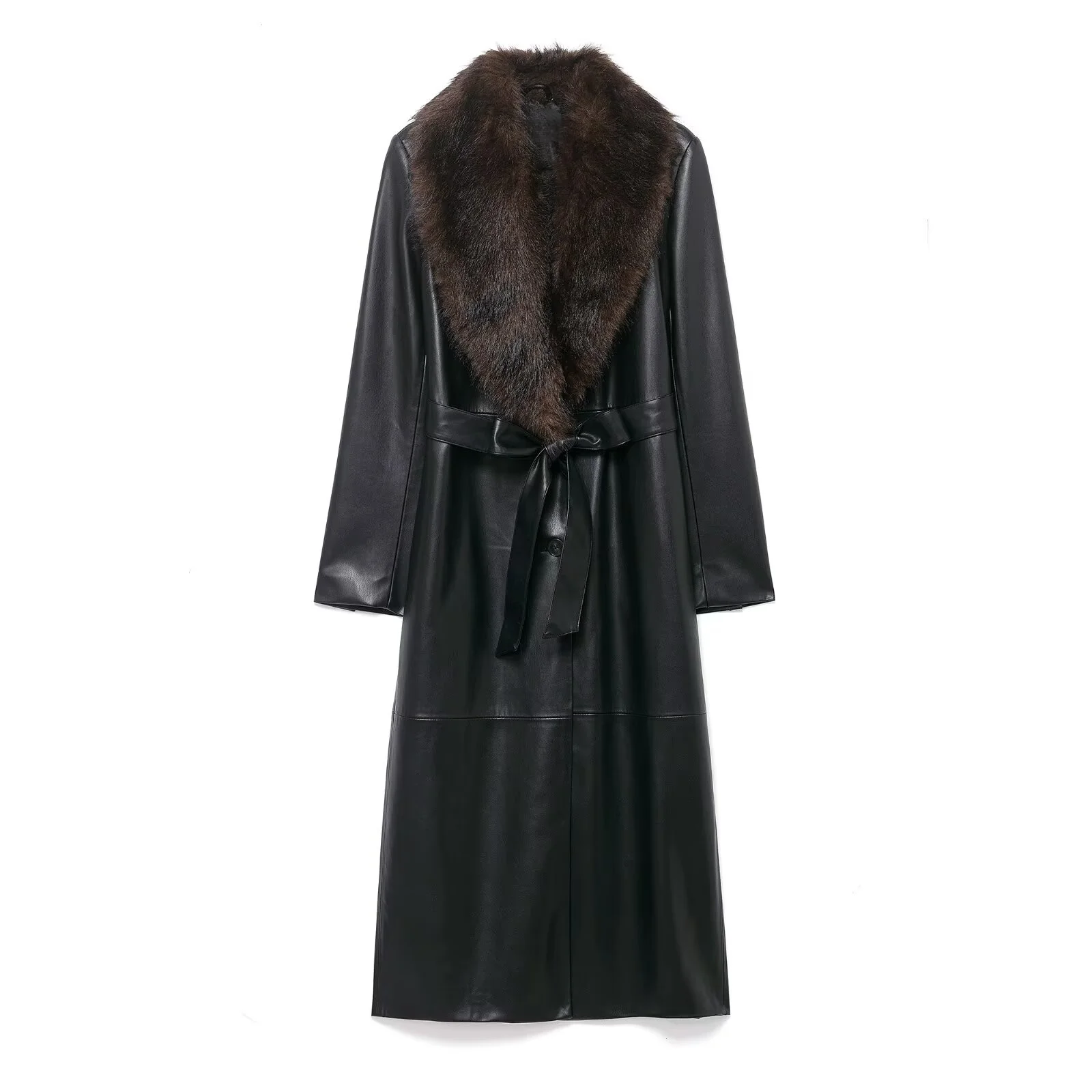 

2025 Winter New Women's Casual Fashionable Elegant Versatile High-End Lapel Coat with Belt and Faux Fur Effect