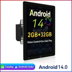 Automatic Rotatable 2 Din Android 14.0 Apple/Android CarPlay 10 Inch Car Multimedia Video Player Universal 2DIN Stereo Radio GPS