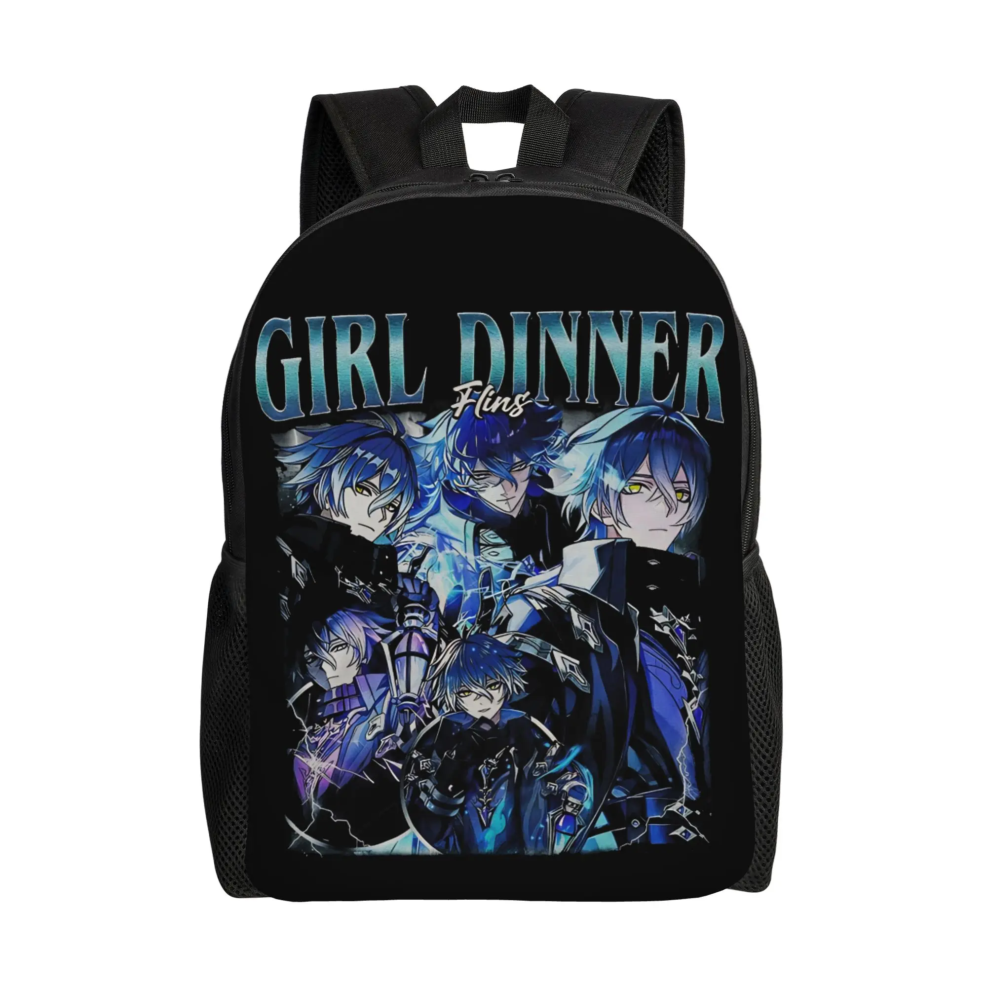 

Рюкзак Flins Genshin Impact Girl Dinner для мужчин и женщин, повседневный, школьный, деловой, игровой, с мультяшным принтом, для ноутбука, из холщовой ткани, легкий