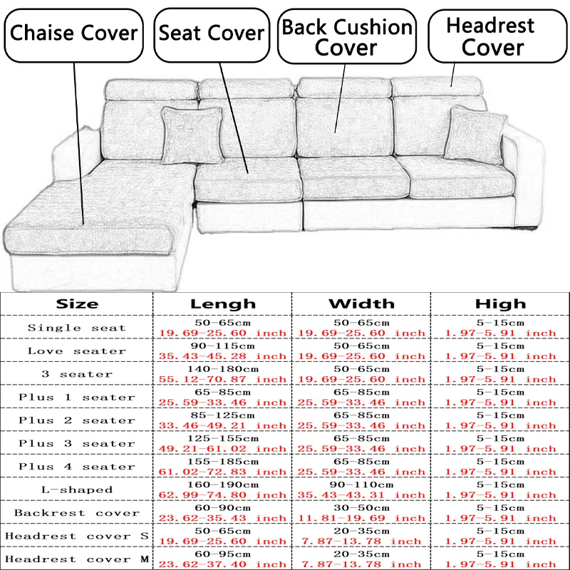 High elasticity Chenille sofa cover, monochrome sofa cushion cover, all-season universal, easy to install