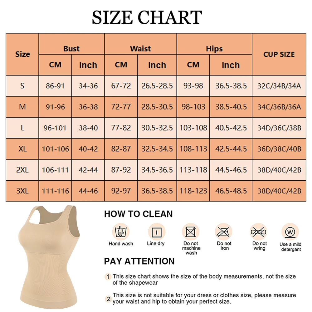 2PCS Women Shapewear Tank Top with Removable Pads Tummy Control Body Shaper Compression Camisole Slimming Cami