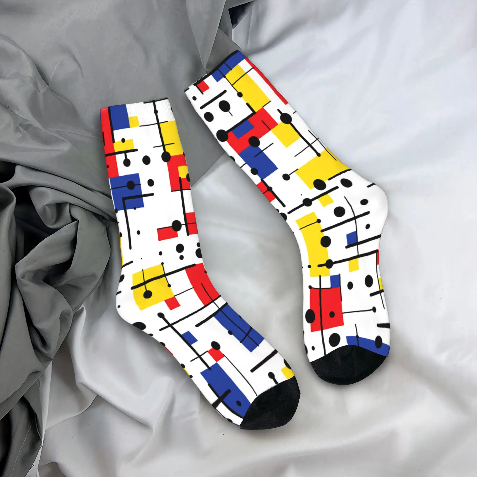 Women Men Socks Piet Mondrian Abstract Pop 1960s   Stockings Anti-Slip Breathable Socks Autumn Harajuku Design Climbing Socks