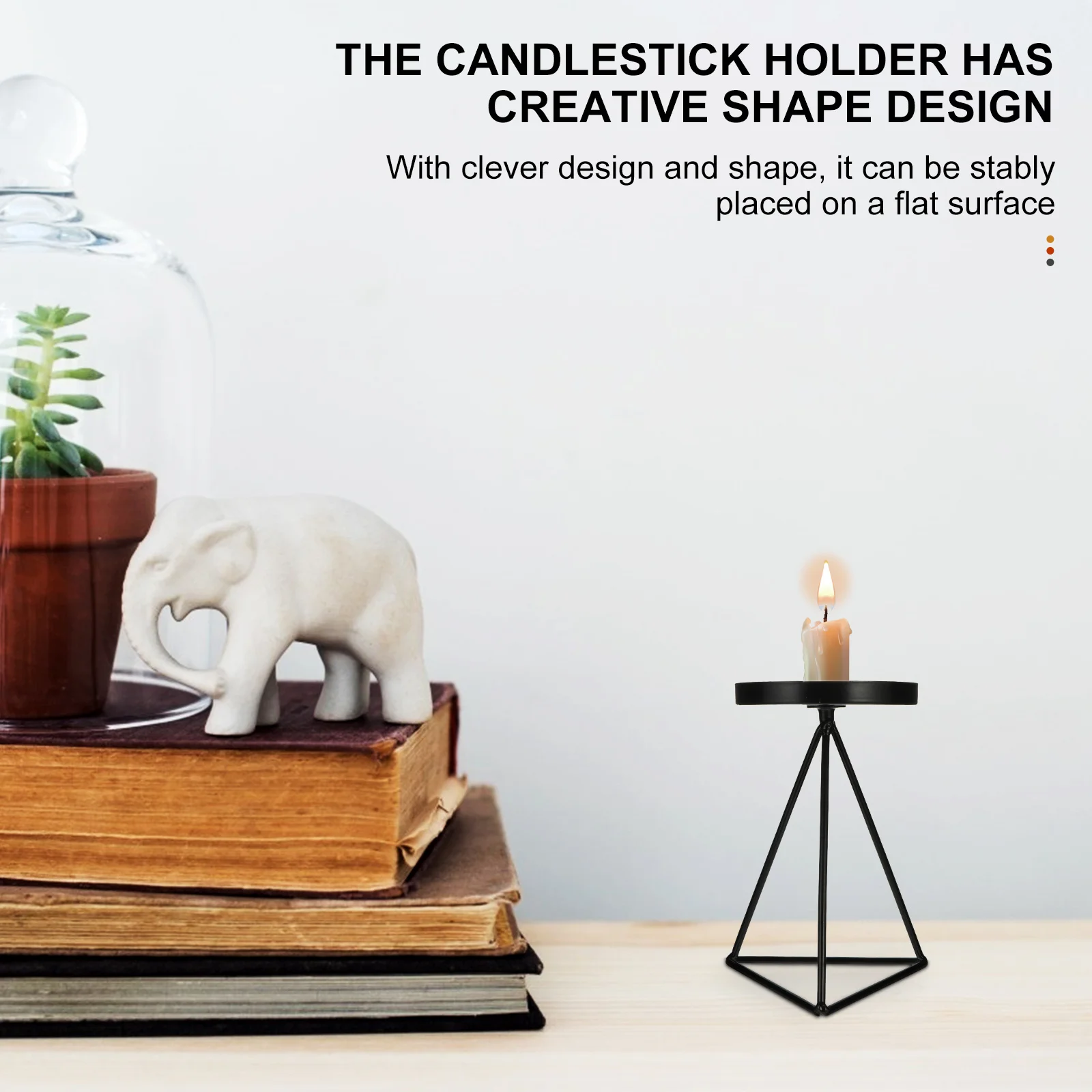 

Candlestick Holder Black Iron Pillar Long Lasting Creative Design For Living Room Bedroom Study Table Decor Iron