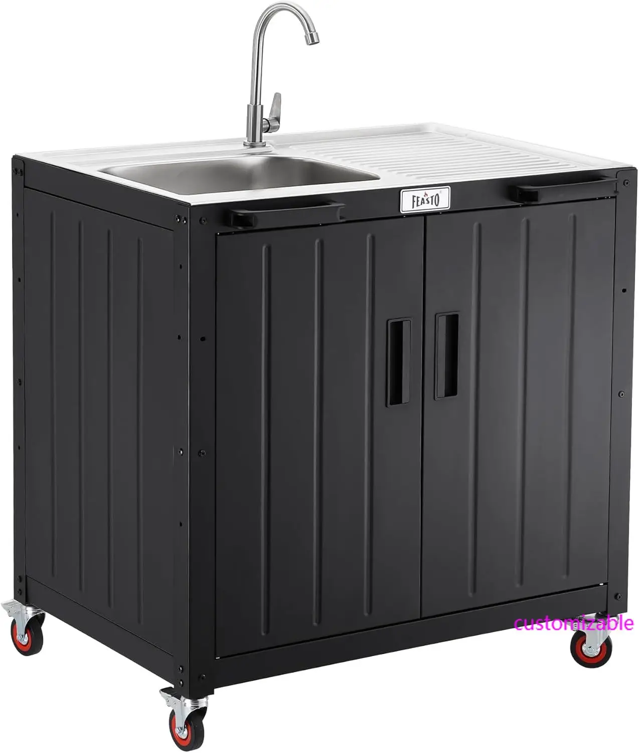 

Freestanding Sink Utility Sink with Cabinet,304 Stainless Steel Sink, Outdoor Grill Cart,Outdoor Sink Station, Laundry Room