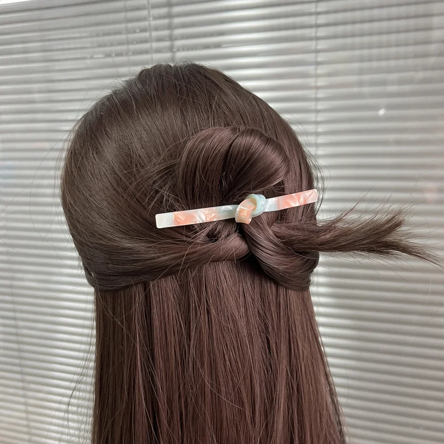 1PC Ladies Polychromatic Acetic Acid Tie One-Line Spring Clip Thin Hair Half Hair Special Holiday Gift Holiday