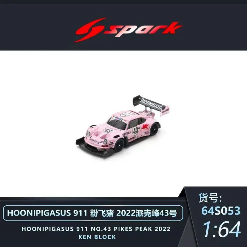 

Spark 1:64 HOONIPIGASUS 911 N0.43 Pikes Peak 2022, Ken Block, литая под давлением модель автомобиля из сплава, коллекция подарок