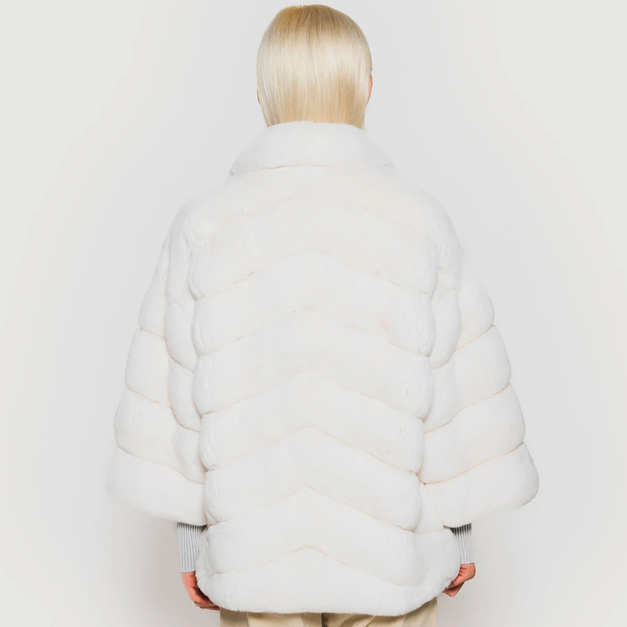Real Rex Rabbit Fur Coat Women Rabbit Fur Jackets White Rabbit Fur Coats Luxury Fashion Womens Clothing