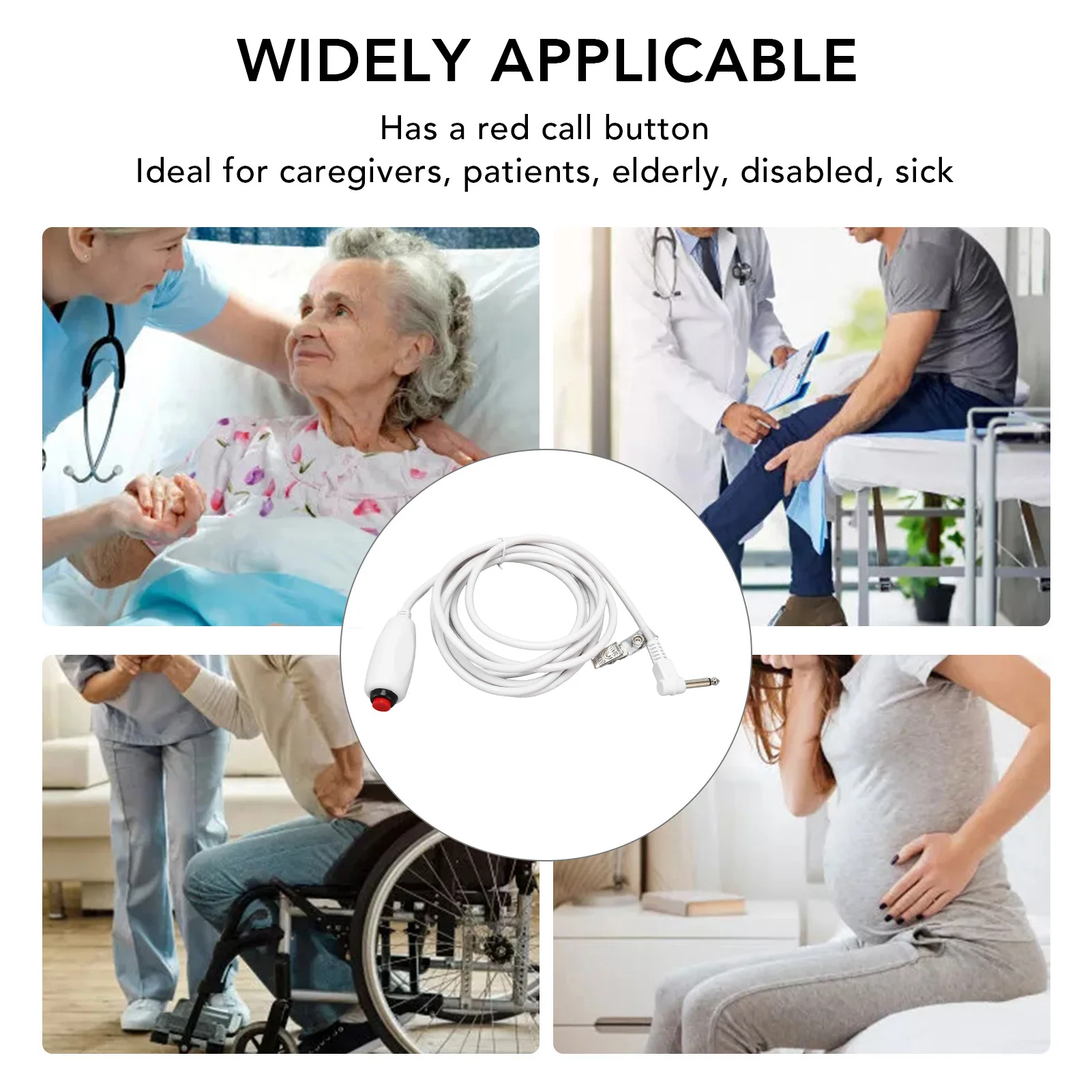 9.8ft Nurse Call Cord with Clip 6.35mm Interface Button Line Push Button Replacement Cord for Nurse Station