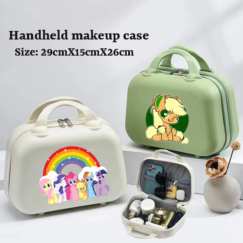 Maleta de viaje Kawaii My Little Ponys, estuche de maquillaje portátil para niños y niñas, bolsa de almacenamiento portátil de gran capacidad para viajes de negocios