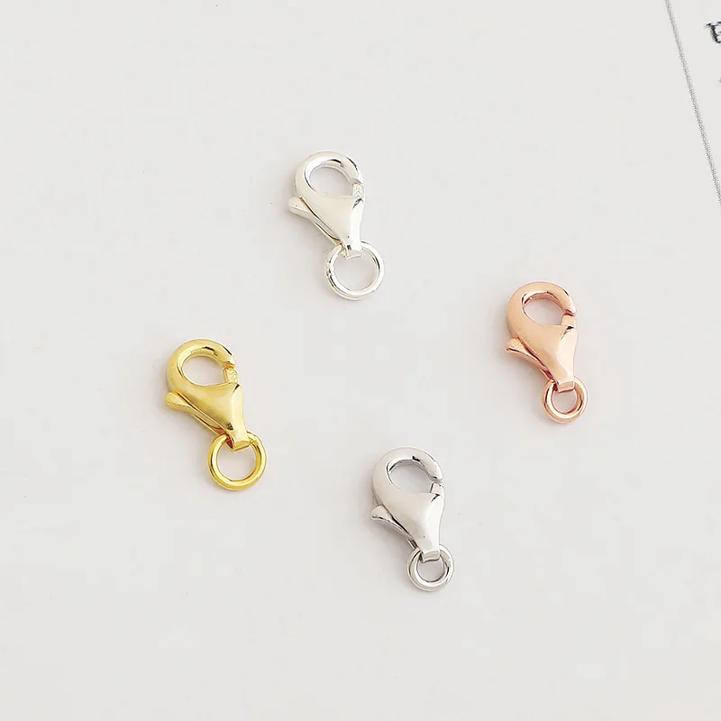 1pc 100% 925 Sterling Silver Lobster Clasps 7/8/9mm Rose Gold/Gold/Silver Color Clasps Hooks Fit Necklace Bracelets DIY Jewelry