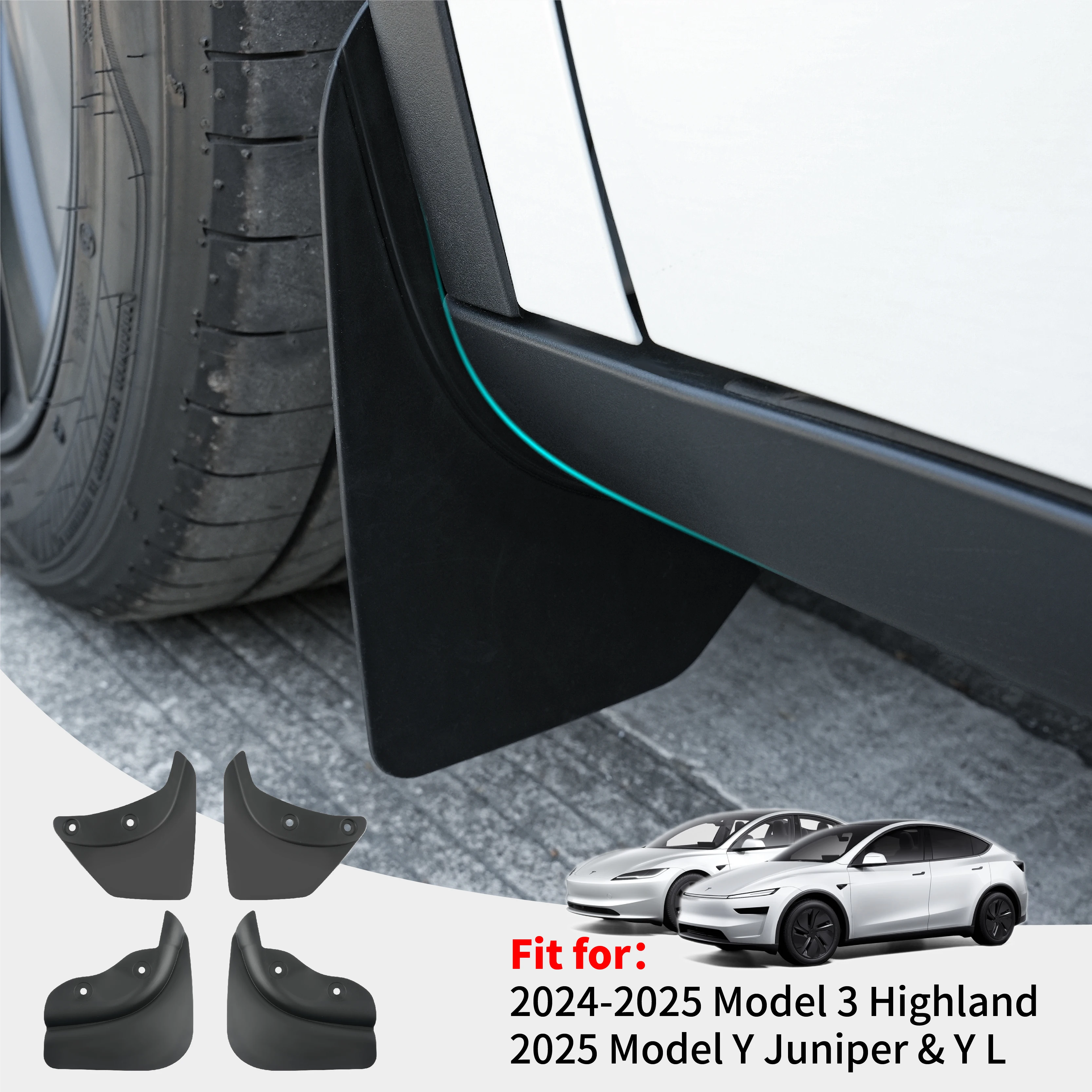 For Tesla Model Y Juniper YL & Model 3 Highland 2025-2026  Mud Flaps Splash Guards Mud Flaps Front Rear Fender TPE Mudguards Pro