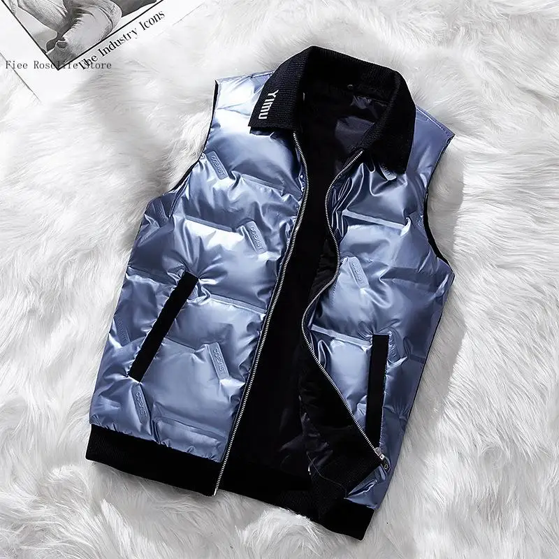 Spring and Autumn Winter Lightweight Outdoor Leisure Sports Bright Surface Leisure Warm Windproof Down Vest Male