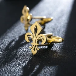 Fashion Stainless Steel Saint Lily Cufflinks for Men Vintage Christianity Faith Jewelry Groom Wedding Accessories Best Man Gifts