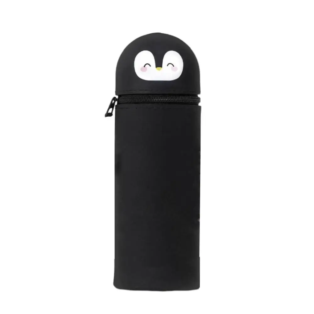 1pc Foldable Pencil Case Silicone Dirt Resistant Stationery Organizer Rabbit Shark Broken-resistant Pen Container for Students
