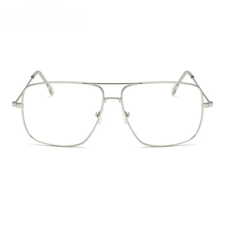 Lunettes de soleil Vintage à grande monture en métal, simples, rétro, plates, pour hommes et femmes, classiques, simples, Lentes