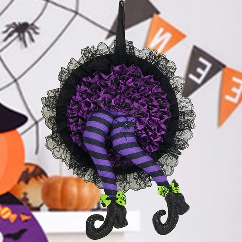 Halloween Witch Hat Leg Door Wreath Halloween Wreath Door Hanging Terrifying Atmosphere Decoration Happy Party Supplies