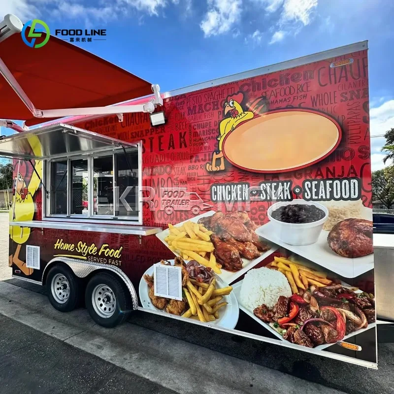 China Food Trailer Cart 4 Wheels Snack Food Vending Trailer Food Catering Trailer for Sale Ice Cream Vending Cart
