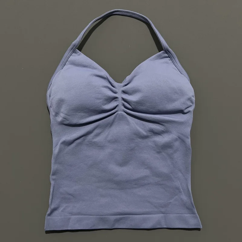 HISTELLO Halter-Yoga-Tanktop für Damen, sexy, mit Trägern, rückenfrei, schmale Passform, gepolstert, atmungsaktiv, für Fitness, Laufen, Workout, Sport-Tops – Detail 13