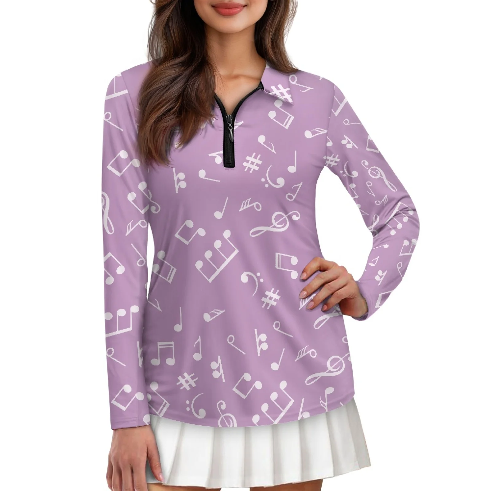 PENSTROLL Music Notes Womens Quick Dry Tennis Polo Shirt Stretchy Golf Outfits for Badminton