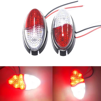 2PCS LED 조명 12/24V 트럭 12 LED 빨간색 흰색 측면 마커 조명 램프 트레일러 트럭 트럭 캐러밴