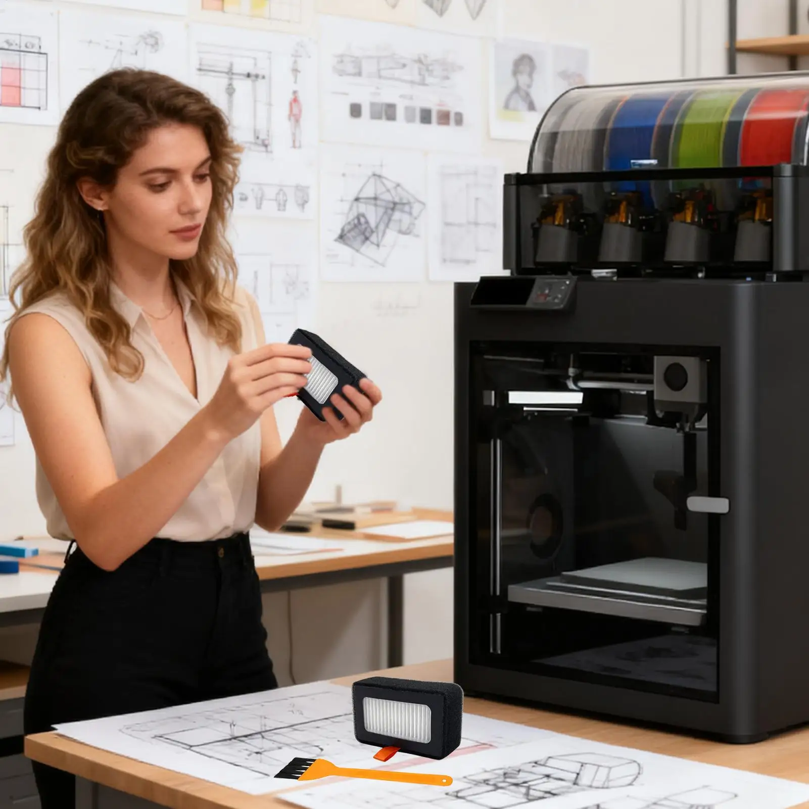 

Воздушные фильтры Картридж с активированным углем Воздушный фильтр Нить для 3D-печати для дома, класса, мастерской, офиса, лаборатории, хоббистов