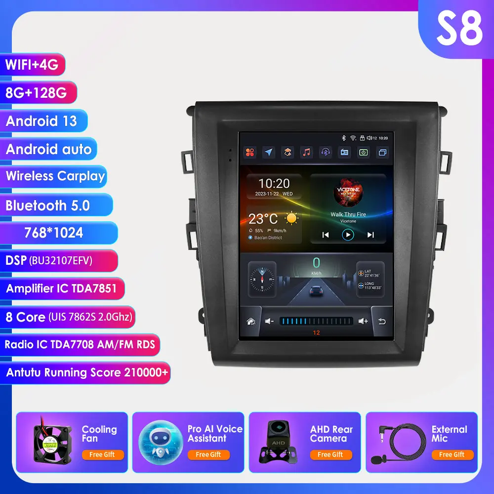 Auto Intelligente Radio voor Ford Fusion Mondeo MK5 A/C 2013-2019 Draadloze Carplay Android Auto 9.7 ''4G WIFI Autoradio Stereo