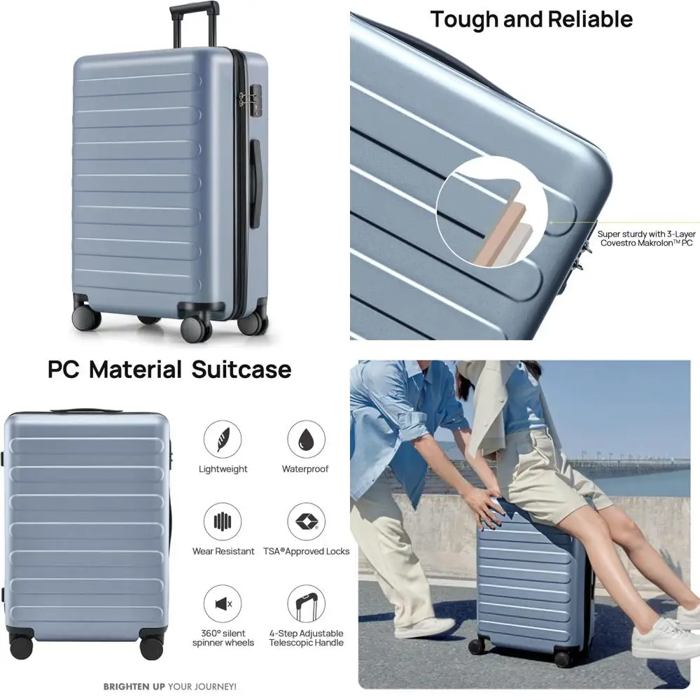 Bagagem verificada grande para PC de casca dura leve de 28 polegadas com rodas giratórias lisas, ideal para viagens e verificação