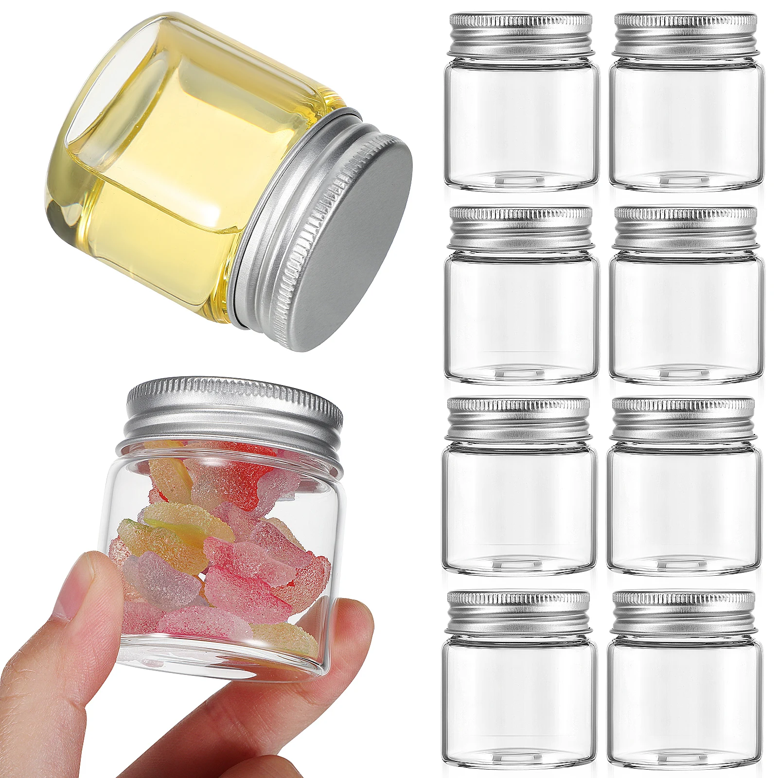 

20 Pcs Kitchen Storage Containers Glass Jar Sealing Lid Small Jars with Lids Cookie Food