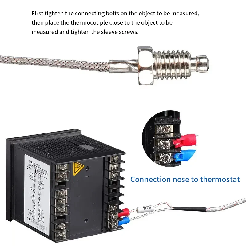 Termokupl dişi M6 Vida Tipi K 1/2/3/4/5M prob sensörü sıcaklık sensörü 0-400 ° C sıcaklık kontrol cihazı