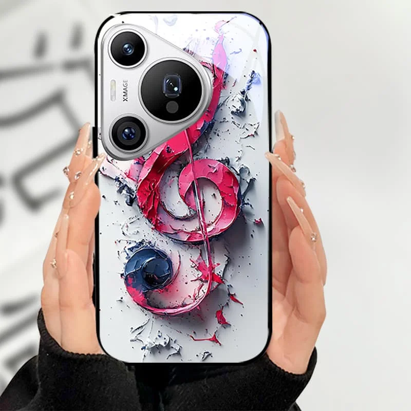 حافظة لهاتف هواوي بورا 70 برو حافظة من الزجاج المقسى على شكل قطة لطيفة لهاتف هواوي بورا 70 برو + بورا 70 الترا برو بلس قذائف سوداء صلبة ممتصة للصدمات #4