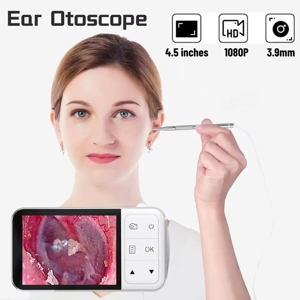 

3.9mm HD Ear Scope Otoscope, Ear Wax Removal Tool ,4.5 Inch HD 1080P Digital Otoscope for Kids Adults With Carring Bag