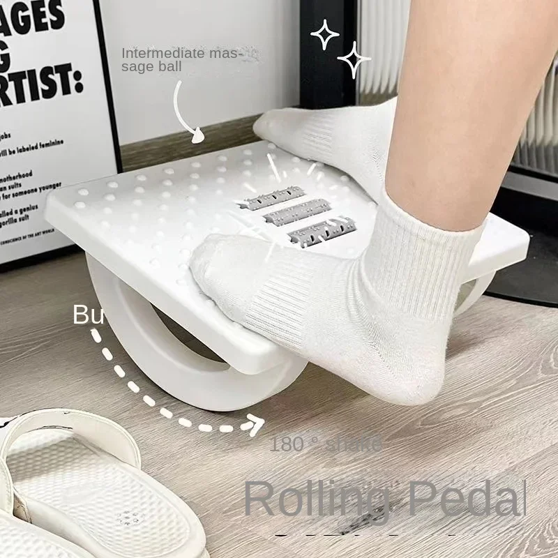 Under-desk footrest with massage rollers Adjustable non-slip foot massager leg rest for long time work study office