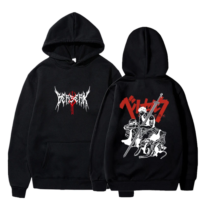 Men's Anime Sweatshirt Hoodie Berserk Guts Classic Street Style Sweatshirts Berserk Japanese Anime Print Men Harajuku Hoodies