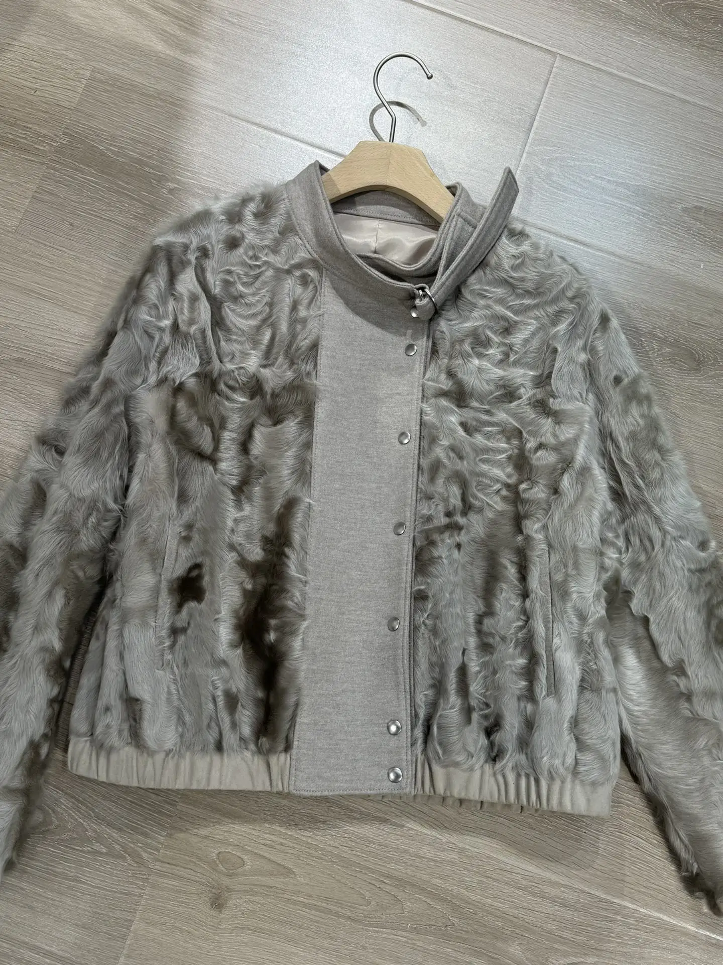 New Style Fur Cashmere Wool Knitted Stand Collar Cardigan Zipper Style Women'S Versatile High Quality Coat