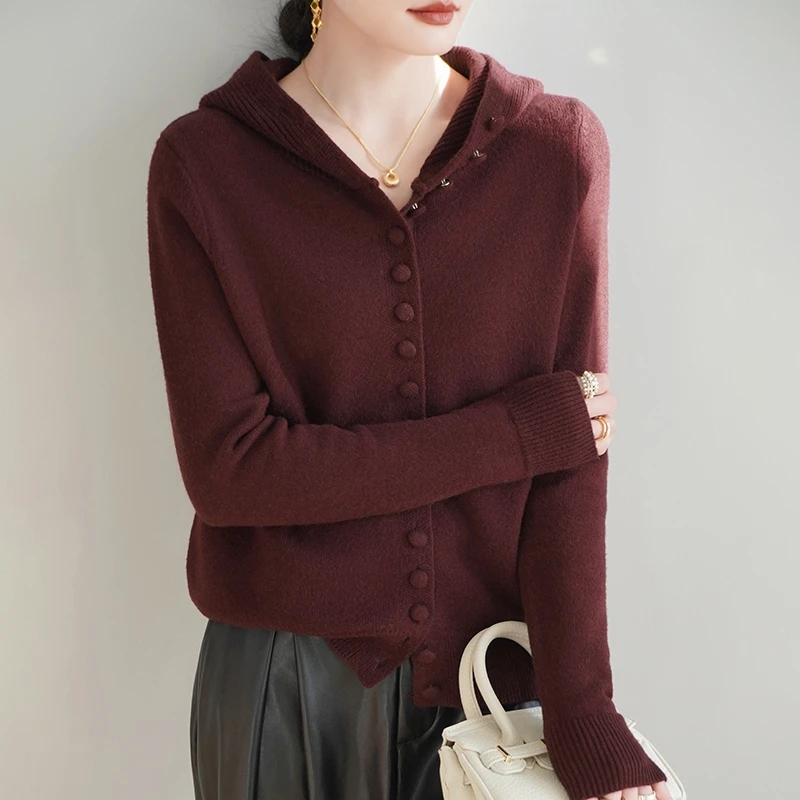 Cardigan Femme à Capuche Avec Boutons – Long, Chaud, Surdimensionné | Tissu Doux Respirant, Entretien Facile, Toutes Occasions