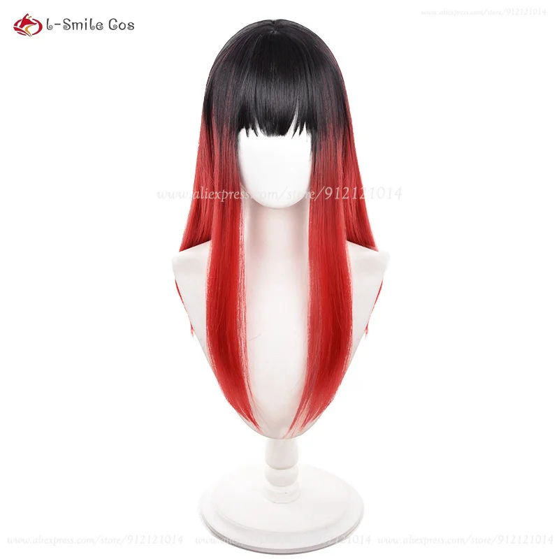 Anime Tsubakino Tasuku Cosplay Wig Black Red Gradient 55cm Hair Heat Resistant Synthetic Wigs Role Play For Men Women + Wig Cap