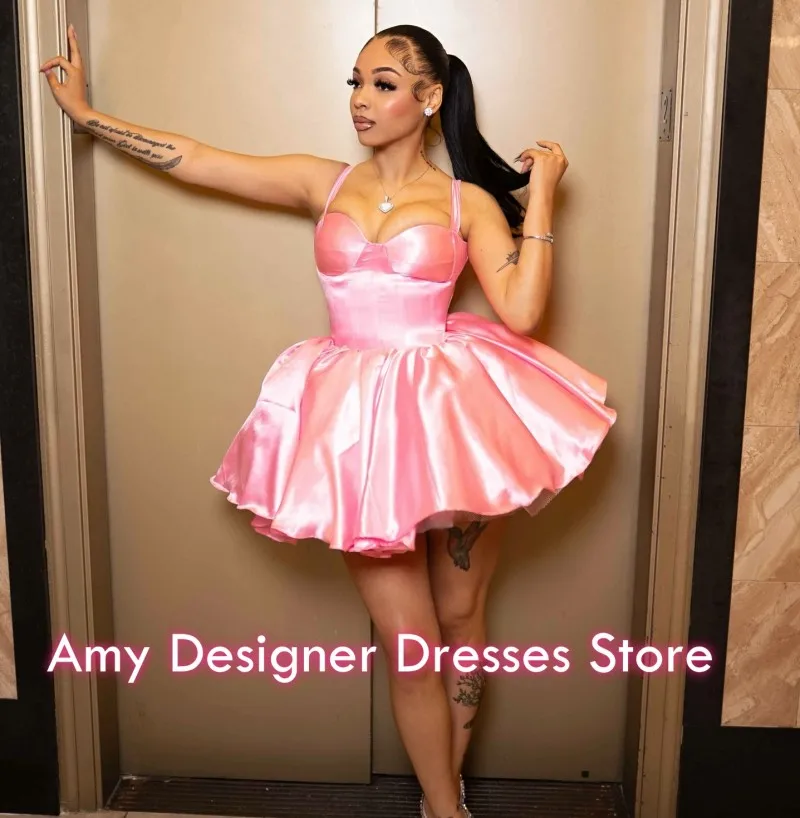 

Pink Cocktail Dresses 2026 Shinny A Line Stain Short Wedding Party Dress Women Prom Gowns Birthday Outfits Customized