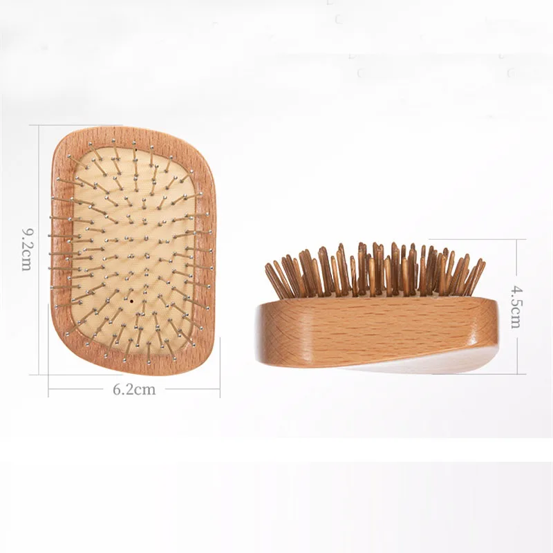 Natural Wooden Hair Brush Combs Beech Hair Airbag Head Detangled Scalp Massage Wood Steel Needle Combs Anti Static Massage Comb